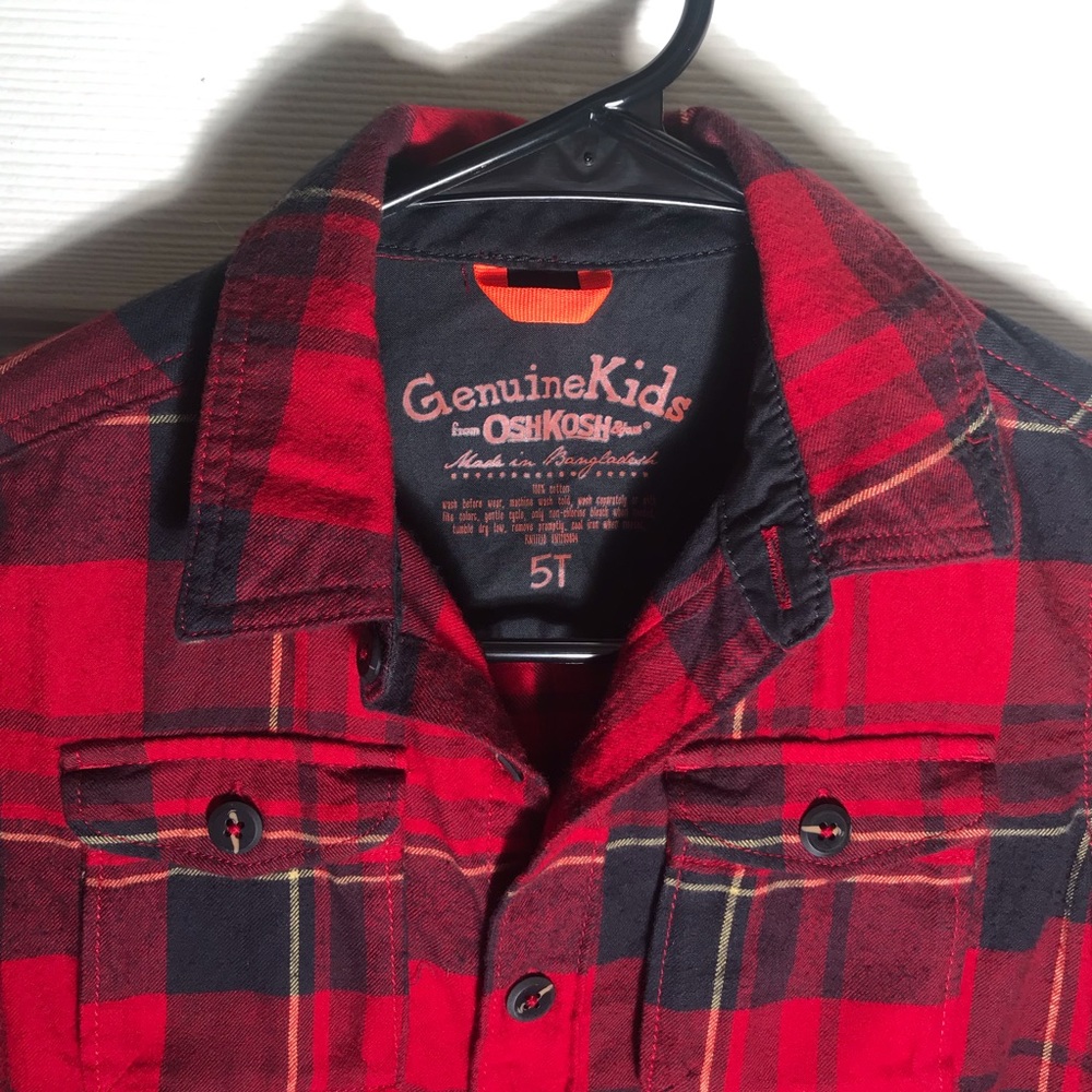Oshkosh B’Gosh Boys Red Plaid Long Sleeve Flannel